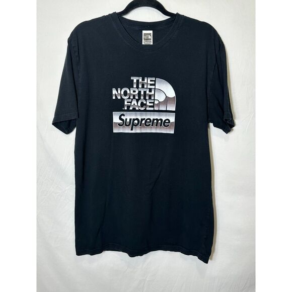 Supreme x The North Face Metallic Box Logo T-Shirt Tee Black Size Large - Picture 1 of 3